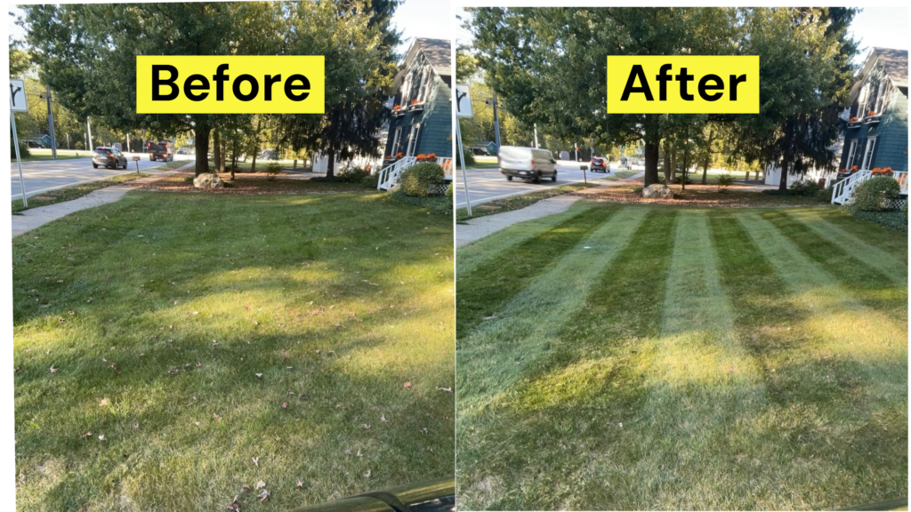 Westlake lawn mowing before and after
